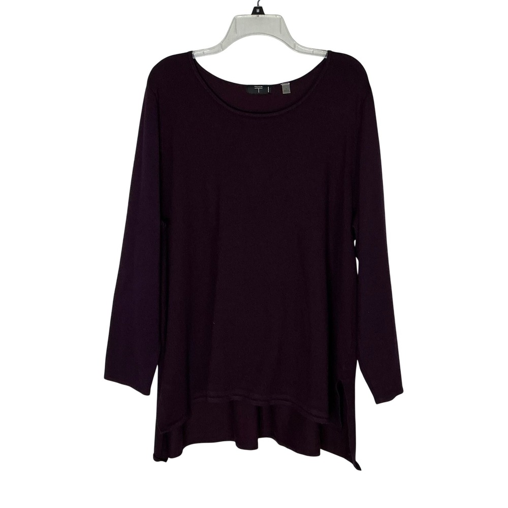 Tahari Woman‎ Plum Purple Long Sleeve Tunic Top Plus Size 3X Minimalist Timeless